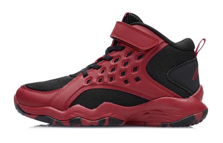 (Youth) Li-Ning Falcon Mid-Top Basketball Shoes 'Red Black' YKBQ032-5