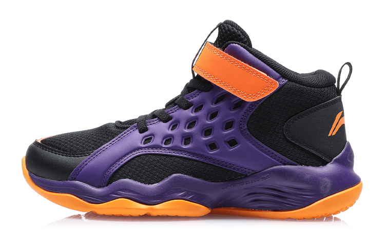 (Youth) Li-Ning Mid-Top Basketball 'Black Purple Orange' YKBQ032-3