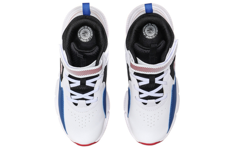 Shop (Youth) Li-Ning Mid-Top Basketball Shoes 'White Black Blue' YKBP058-1