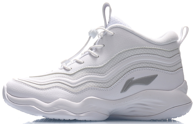 (Youth) Li-Ning White Basketball Shoes 'Guan Lan Xiao Da Ren Cushion Bounce Mid' YKBP086-13