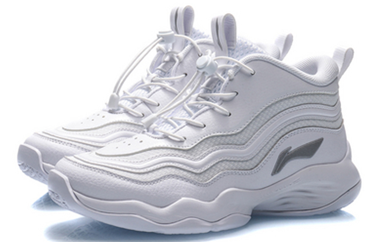 Lookbook (Youth) Li-Ning White Basketball Shoes 'Guan Lan Xiao Da Ren Cushion Bounce Mid' YKBP086-13