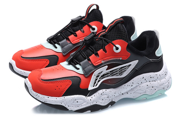 (Youth) Li-Ning Casual Sneaker 'Black Red Fleece' 圖 3