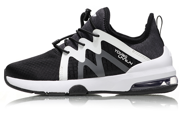 Buy 李寧 半掌氣墊跑步鞋 大童 黑白色