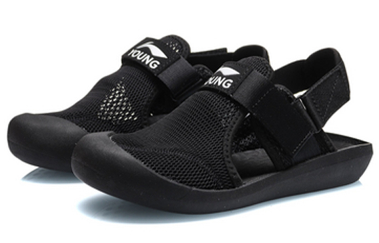 Lookbook (JR) Sandal Li-Ning 'Comfort Velcro Hitam' YKUQ004-7