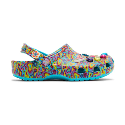 (Youth) Lisa Frank Crocs Classic Clog 'Digital Aqua Multi Hearts'