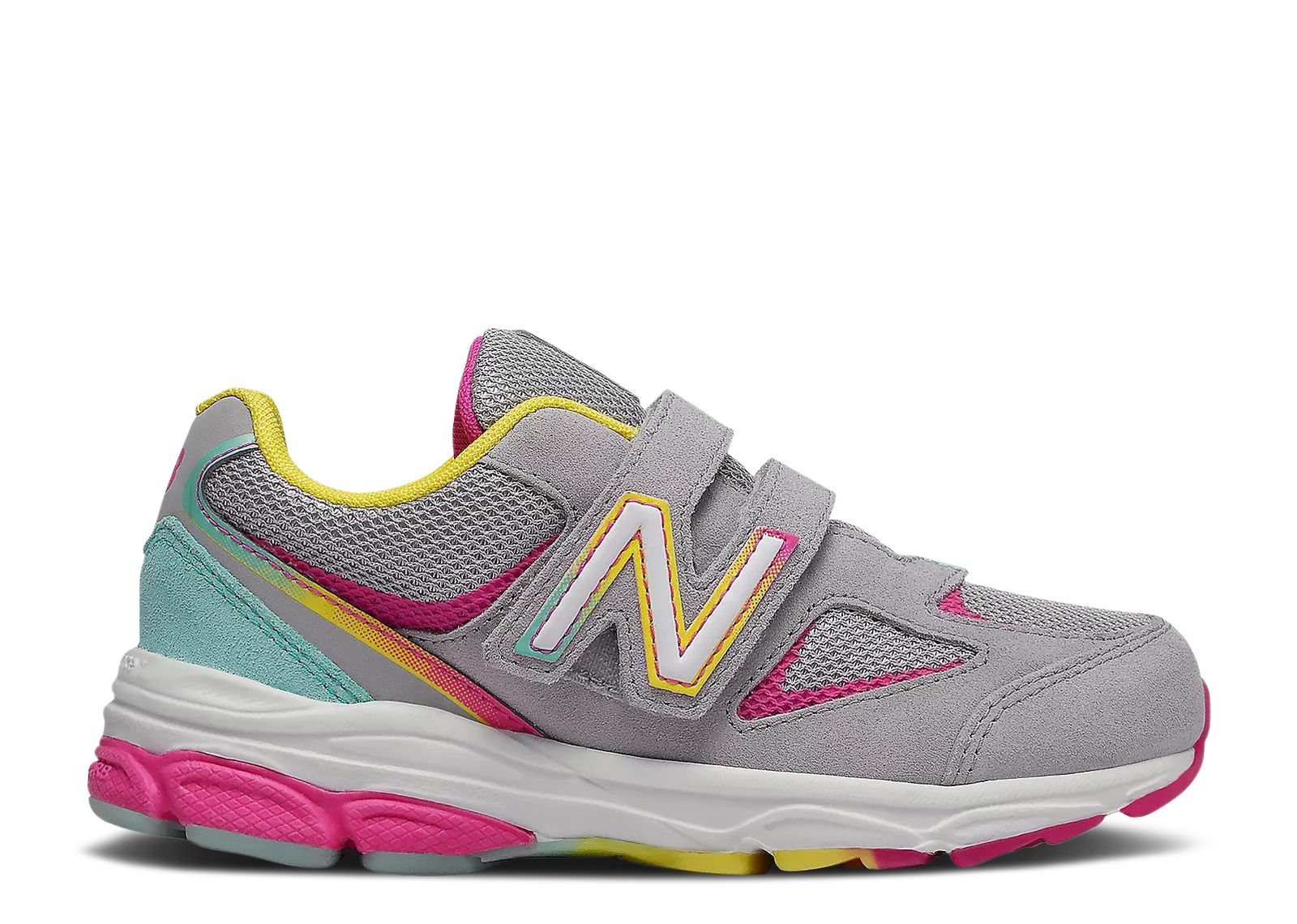 (Youth) New Balance 888v2 Hook & Loop Wide 'Grey Rainbow' PO888GR2-W