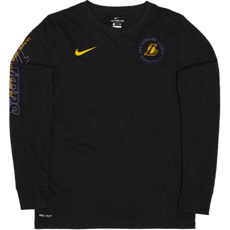 (Youth) Nike × NBA Hoodie Los Angeles Lakers Youth Black Crewneck Casual Long Sleeve 3Z2B7BBKY-LAK
