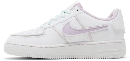 耐吉 Air Force 1 Low 1/1 Low (GS) 魔術貼 休閒 防滑 耐磨 低幫 板鞋 女款 白紫 Lookbook 耐吉 Air Force 1 Low 1/1 Low (GS) 魔術貼 休閒 防滑 耐磨 低幫 板鞋 女款 白紫