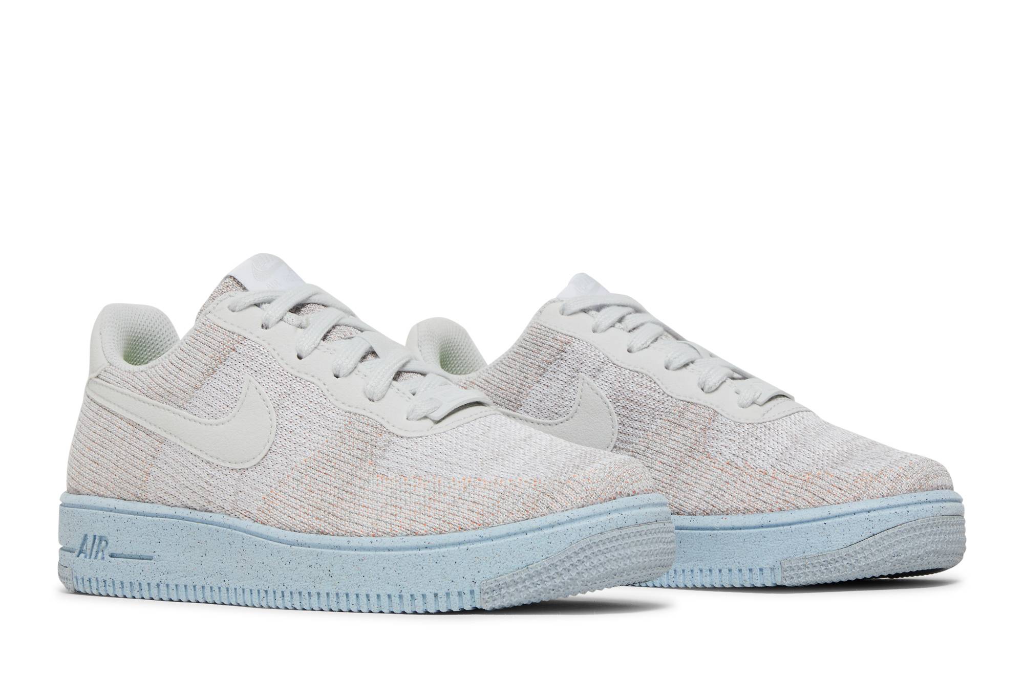 Cheap Nike Air Force 1 Low Crater Flyknit 編織 經典休閒 透氣 低幫 板鞋 GS 米白藍