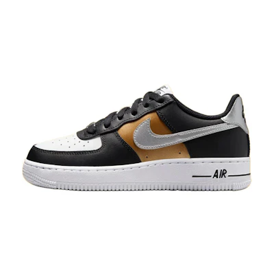 (Youth) Nike Air Force 1 Low 'Black Gold Metallic Silver'