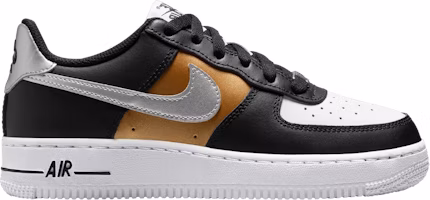 (Youth) Nike Air Force 1 Low 'Black Gold Metallic Silver' HV0937-010 (Youth) Nike Air Force 1 Low 'Black Gold Metallic Silver' HV0937-010