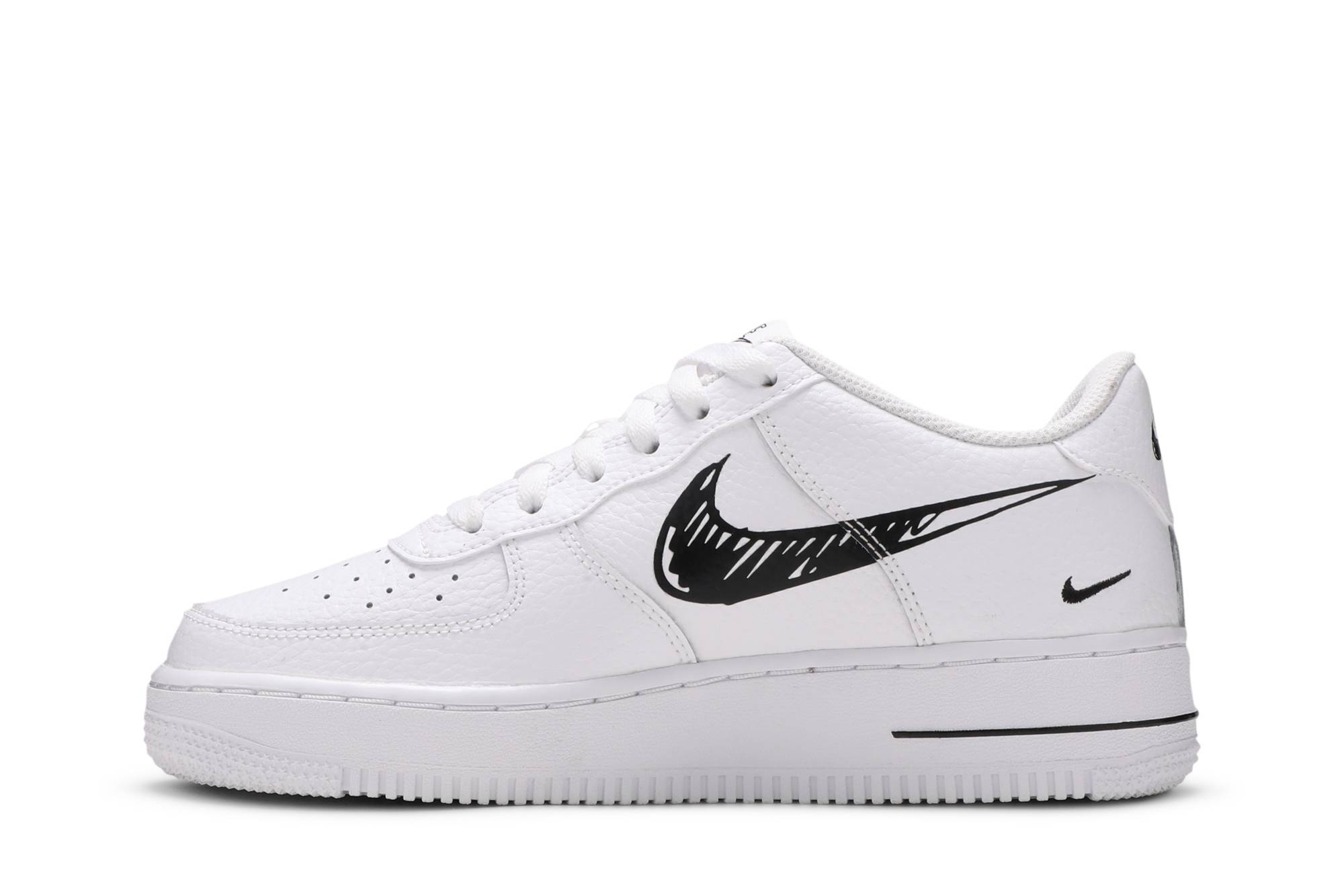 Lookbook (JR) Nike Air Force 1 Low 'Doodle Swoosh - Putih Hitam' DM3177-100