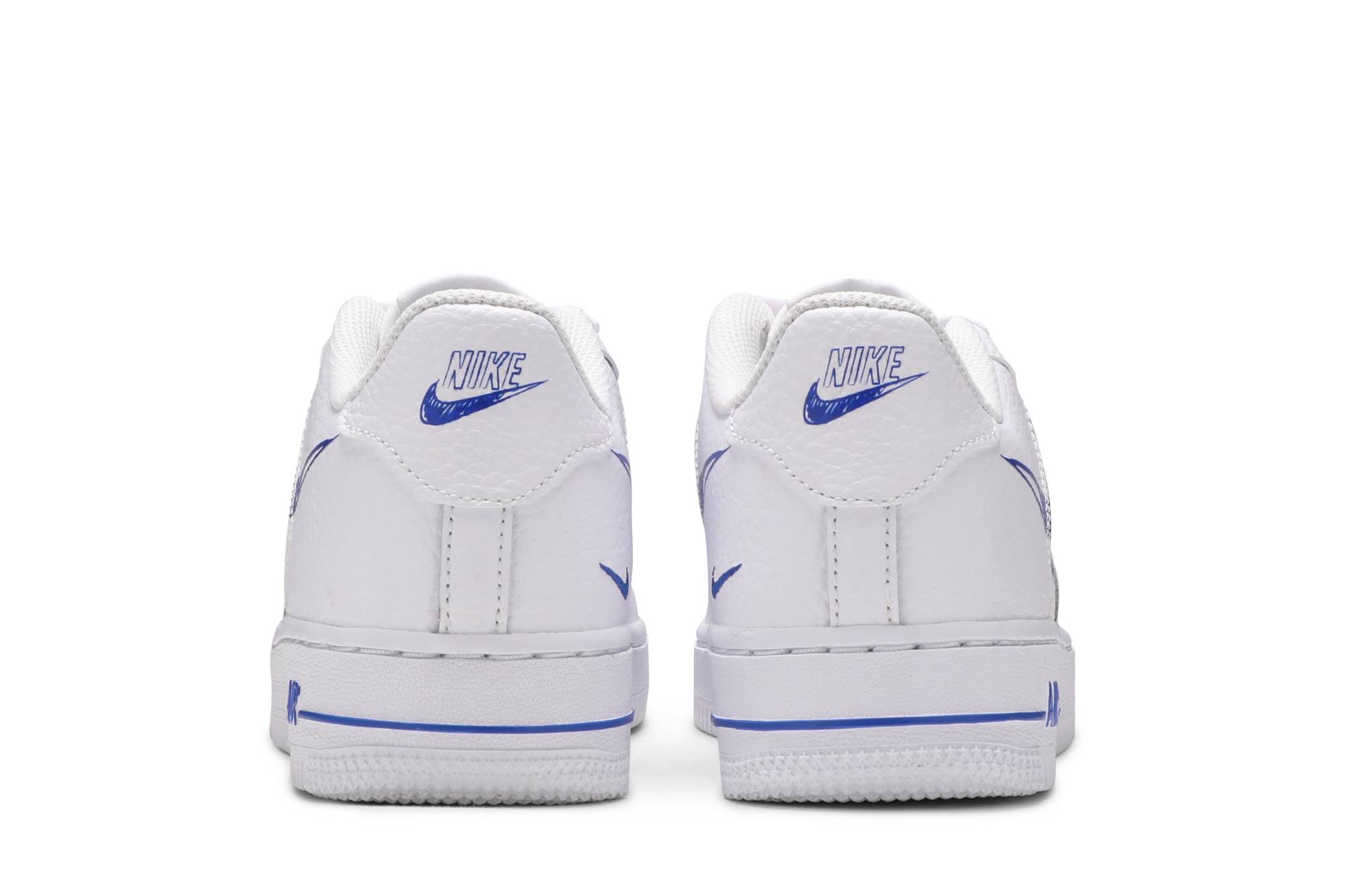 Details for (JR) Nike Air Force 1 Low 'Doodle Swoosh - Blanco Racer Azul' DM3177-102