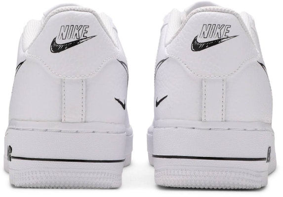 (JR) Nike Air Force 1 Low 'Doodle Swoosh - Putih Hitam' DM3177-100 Details for (JR) Nike Air Force 1 Low 'Doodle Swoosh - Putih Hitam' DM3177-100