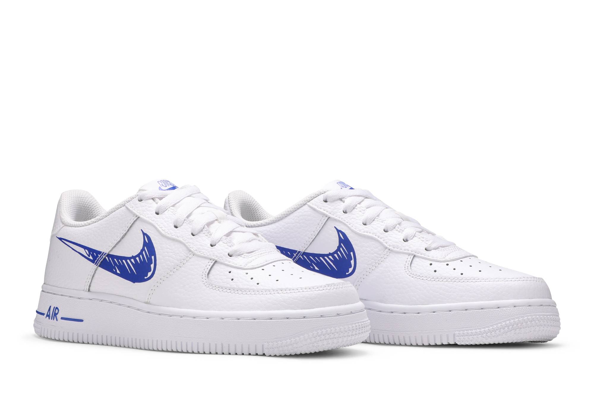 Cheap (JR) Nike Air Force 1 Low 'Doodle Swoosh - Blanco Racer Azul' DM3177-102