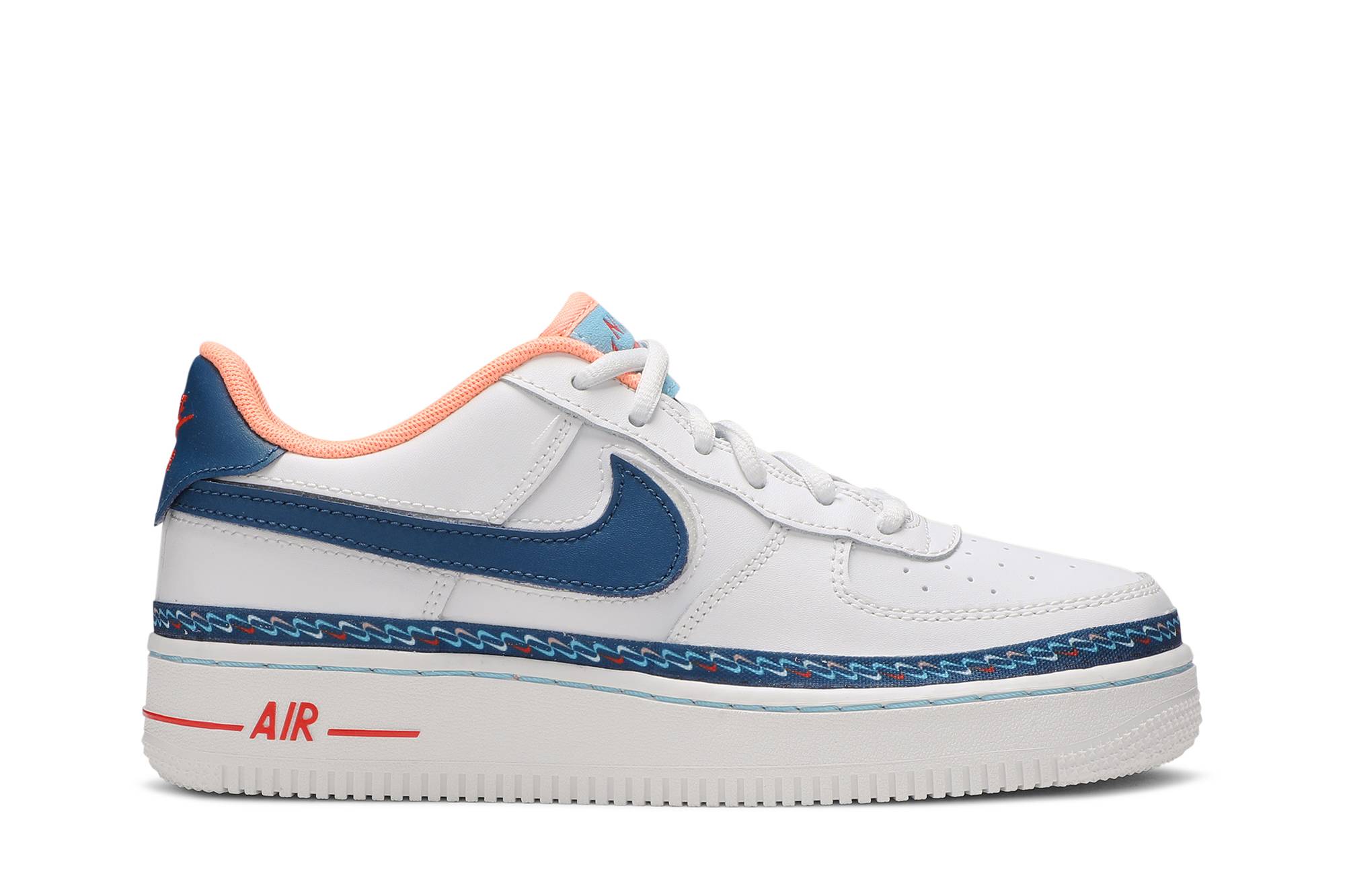 Buy Nike Air Force 1 Low Mini Swoosh 換鉤 輕便 低筒 板鞋 GS 白藍