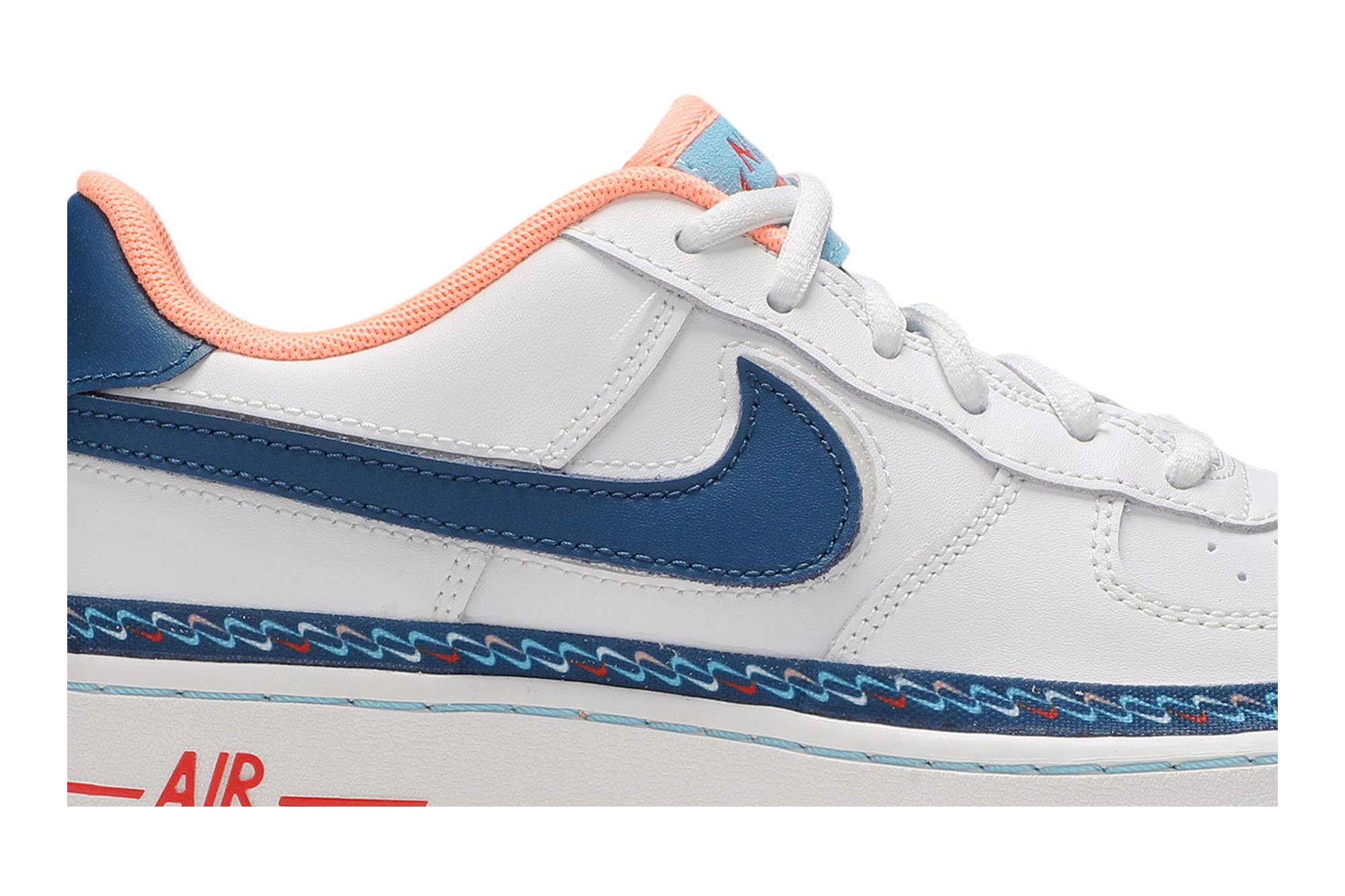 Order Nike Air Force 1 Low Mini Swoosh 換鉤 輕便 低筒 板鞋 GS 白藍