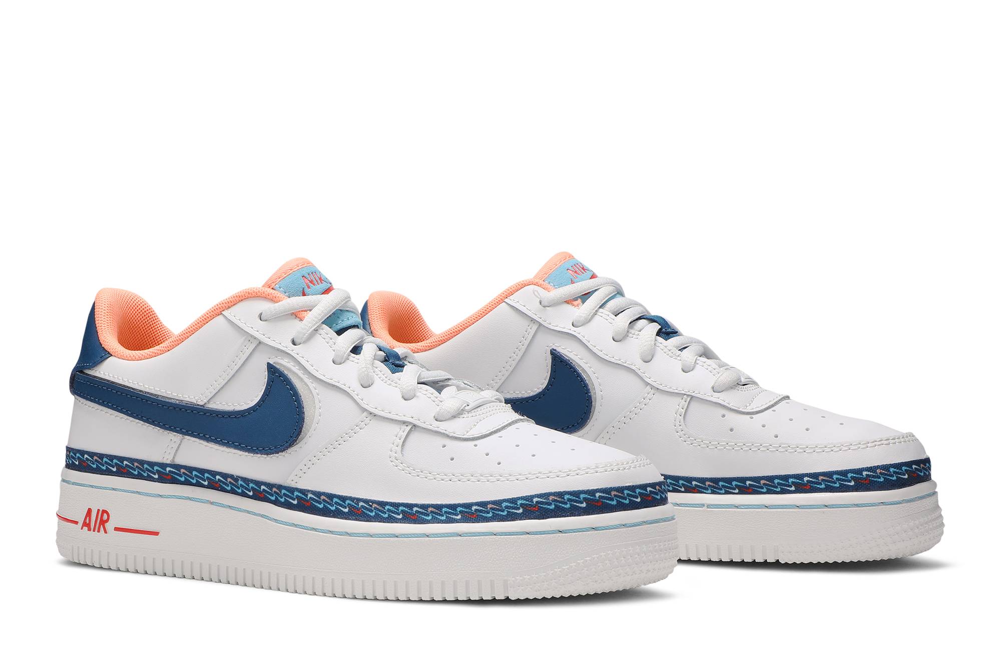 Cheap Nike Air Force 1 Low Mini Swoosh 換鉤 輕便 低筒 板鞋 GS 白藍