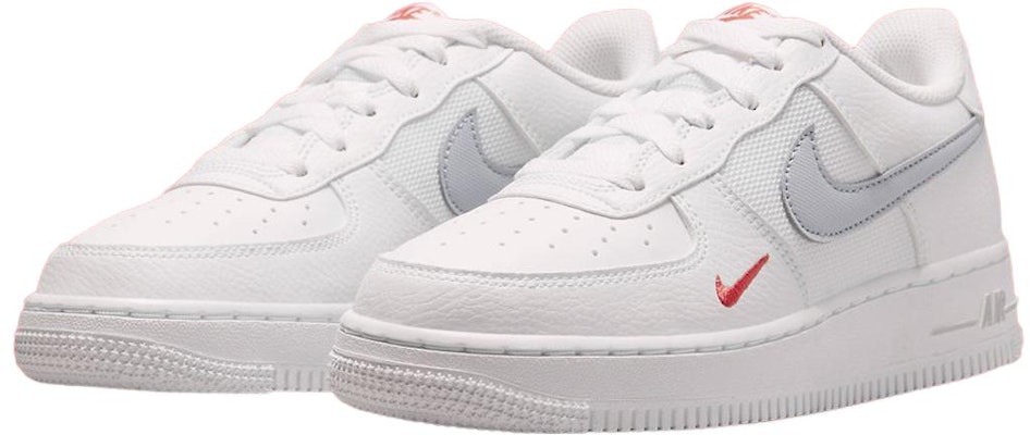 (Youth) Nike Air Force 1 Low 'White Grey Red' FD9772-100 Lookbook (Youth) Nike Air Force 1 Low 'White Grey Red' FD9772-100