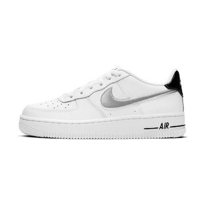 (Youth) Nike Air Force 1 Low White Black Metallic Silver