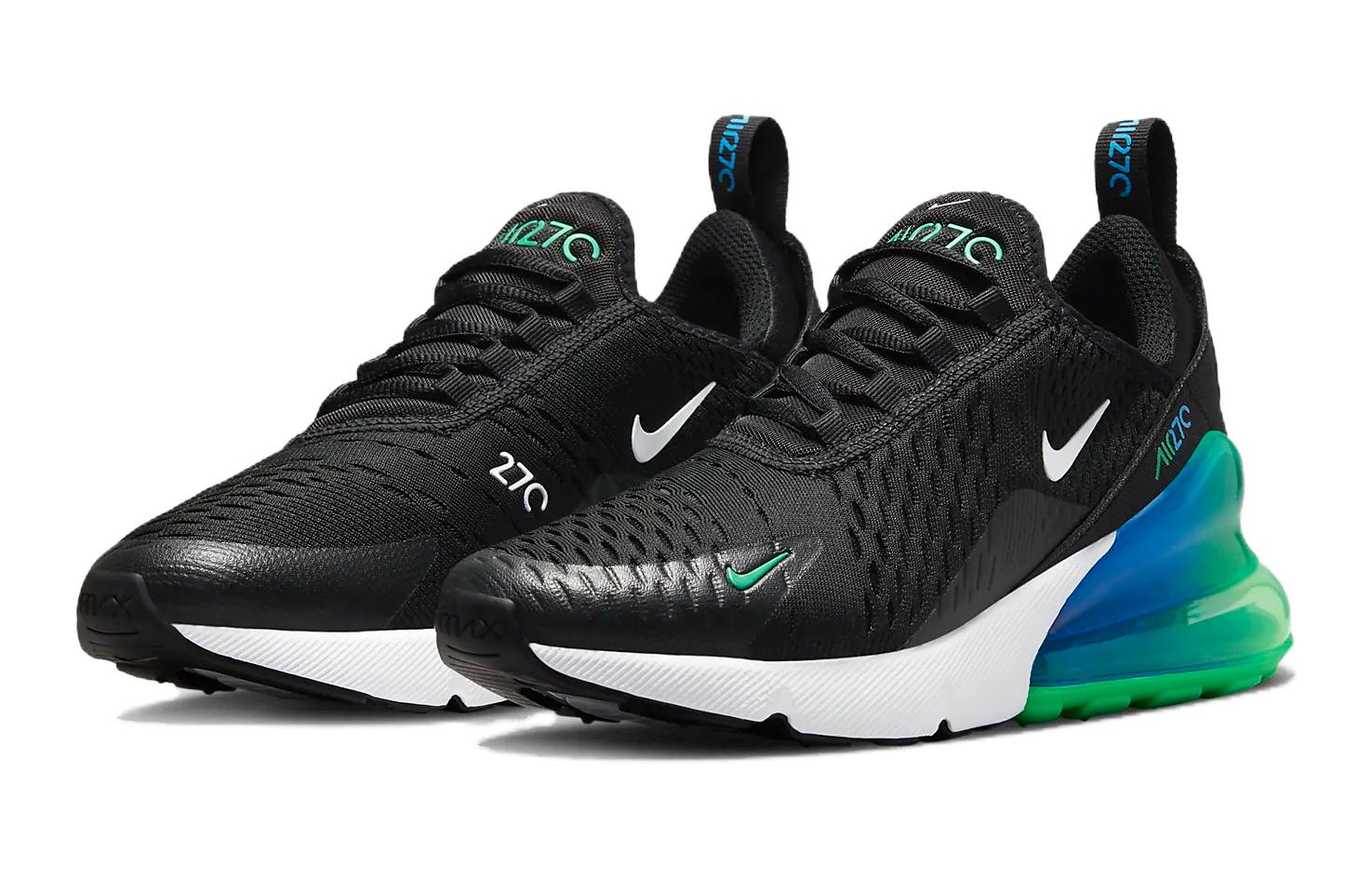 Lookbook 耐吉  Air Max 270 減震防滑 低筒 跑步鞋 GS 黑綠