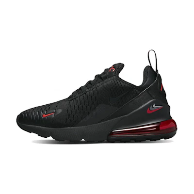 (Youth) Nike Air Max 270 Low Tops Athleisure Casual Sports Shoe Black Red