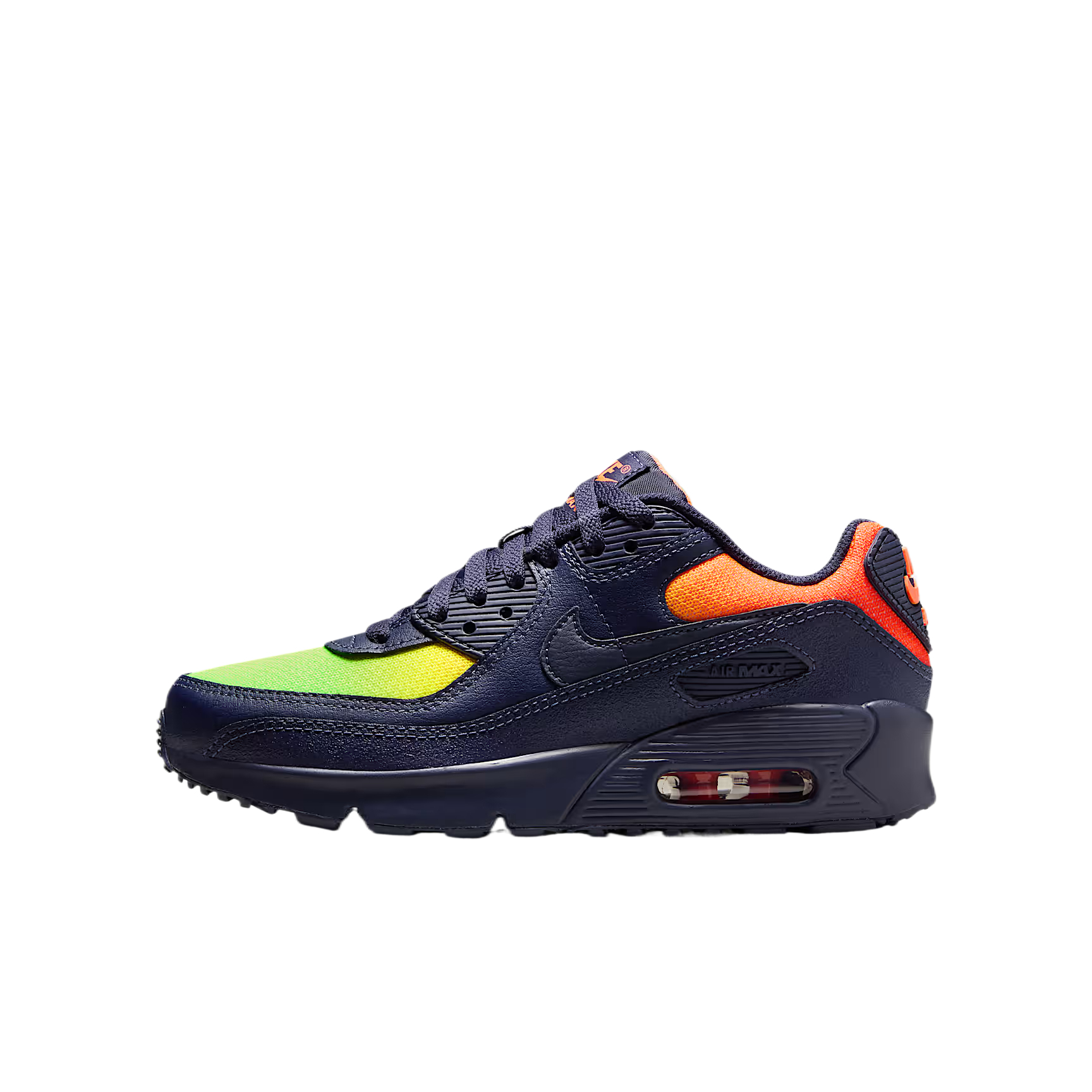 (Youth) Nike Air Max 90 Leather 'Blackened Blue Lemon Venom' CD6864-701