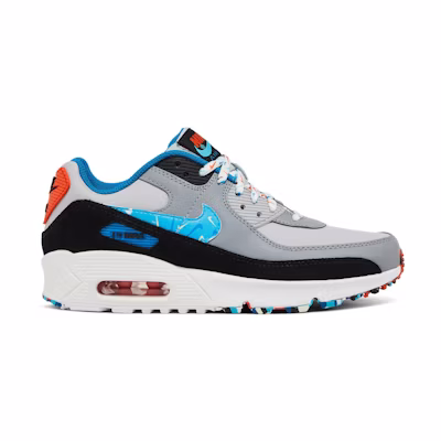 (Youth) Nike Air Max 90 Leather 'Grey Fog Multi Swoosh'