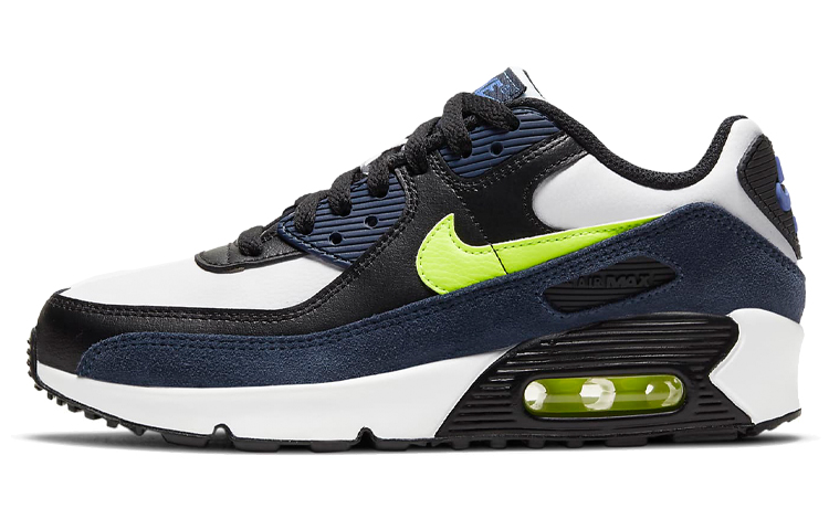 (Youth) Nike Air Max 90 Leather 'Midnight Navy Volt' CD6864-401