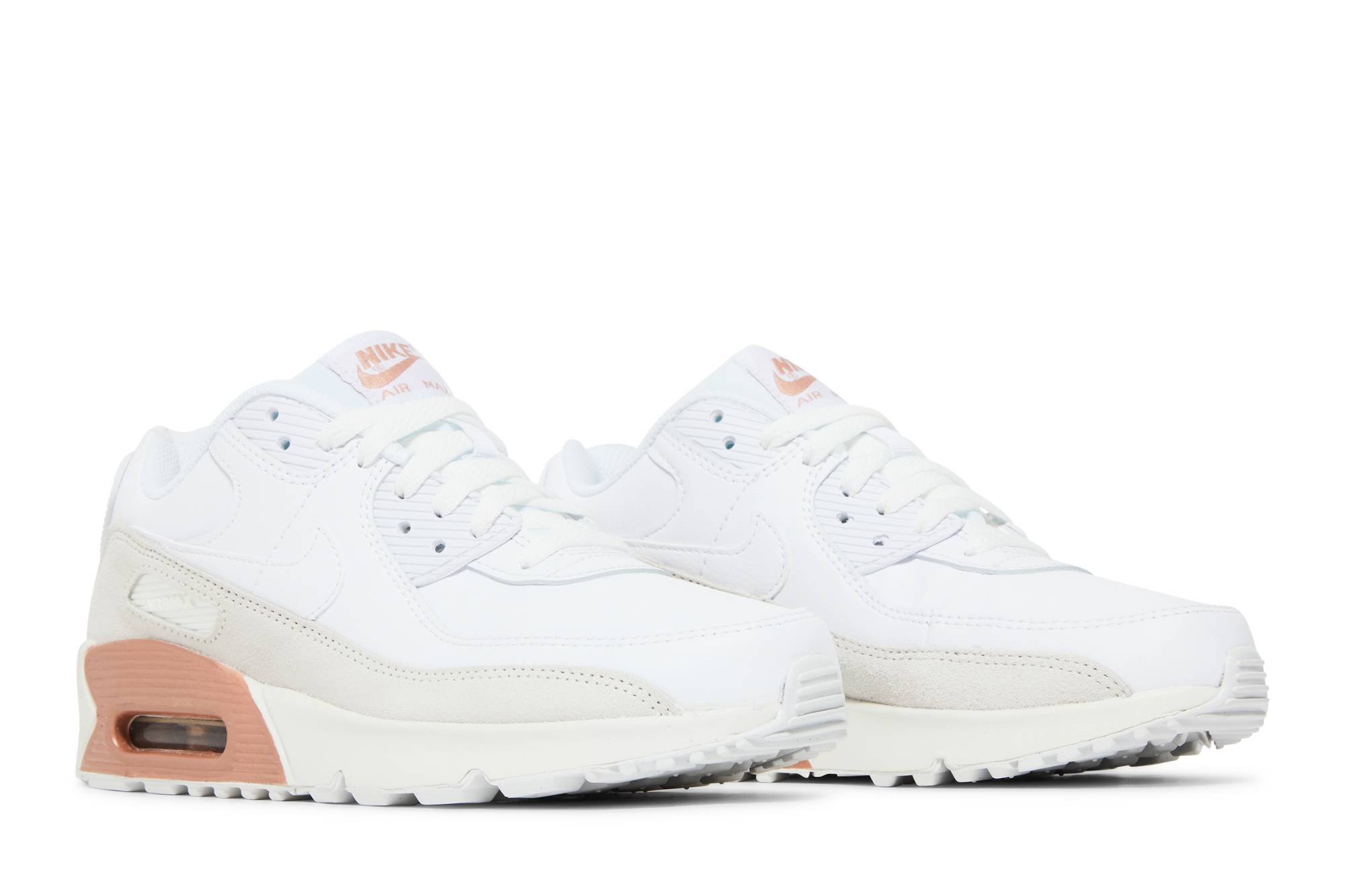 Cheap (JR) Nike Air Max 90 Kulit 'Putih Merah Gangsa Logam' CD6864-117