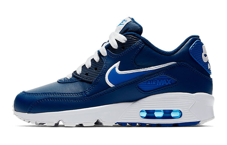 (Youth) Nike Air Max 90 LTR Leather Low-Top Blue/White 833412-409
