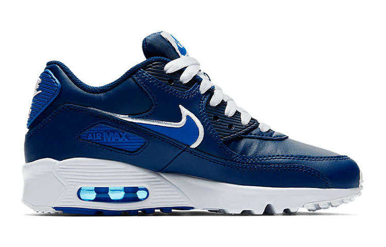 Order (JR) Nike Air Max 90 LTR Cuir Basses Bleu/Blanc 833412-409