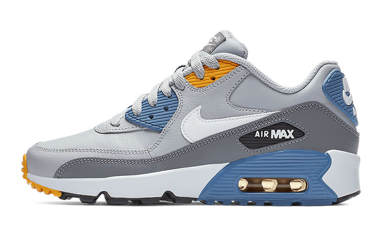 (Youth) Nike Air Max 90 LTR Leather Low-Top Grey/Blue 833412-026