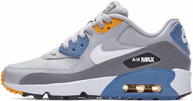 (Youth) Nike Air Max 90 LTR Leather Low-Top Grey/Blue 833412-026 (Youth) Nike Air Max 90 LTR Leather Low-Top Grey/Blue 833412-026