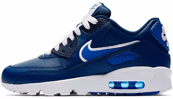 (Youth) Nike Air Max 90 LTR Leather Low-Top Blue/White 833412-409 (Youth) Nike Air Max 90 LTR Leather Low-Top Blue/White 833412-409