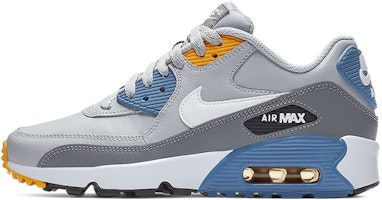 (Youth) Nike Air Max 90 LTR Leather Low-Top Grey/Blue 833412-026 (Youth) Nike Air Max 90 LTR Leather Low-Top Grey/Blue 833412-026