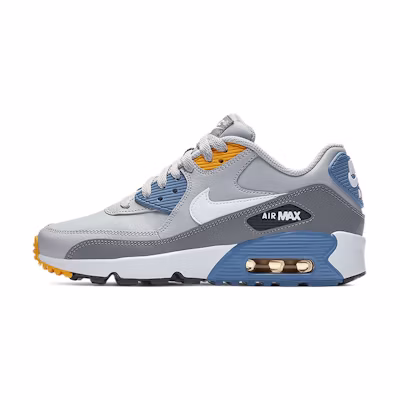(Youth) Nike Air Max 90 LTR Leather Low-Top Grey/Blue