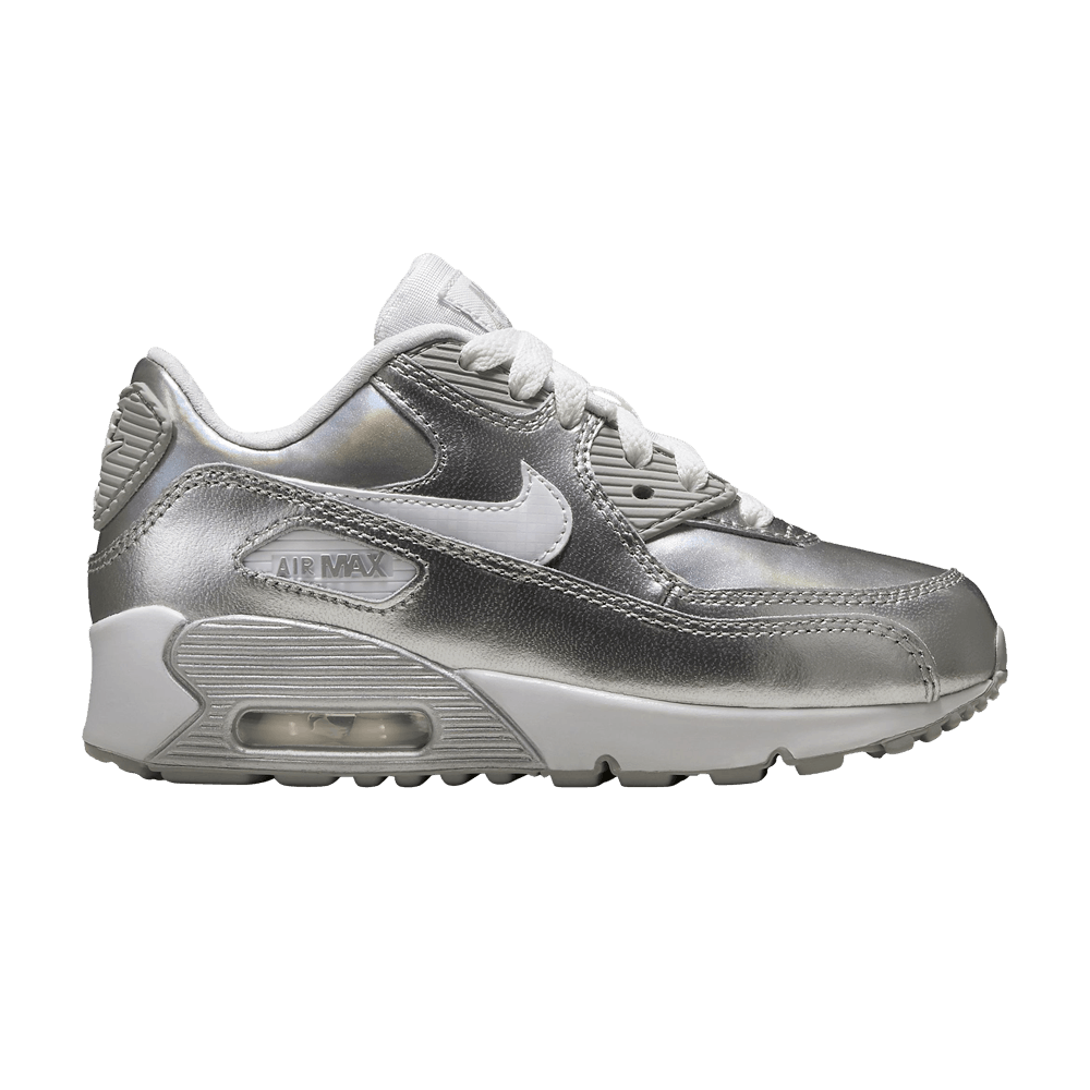(Youth) Nike Air Max 90 Premium Leather 'Metallic Silver' 724872-100