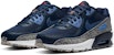 (JR) Nike Air Max 90 SE 'Midnight Navy Speckled' Biru Malam Bercorak CQ9909-400