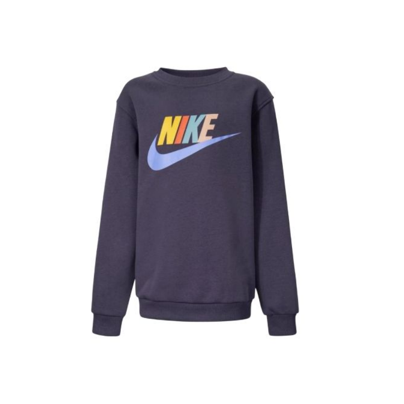 (Youth) Nike Club K NSW FLC Crewneck Pullover - Navy Youth Casual Sweatshirt FD2992-573