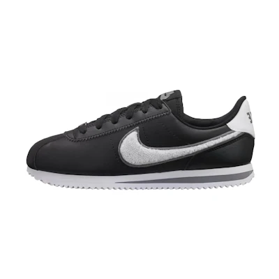 (Youth) Nike Cortez Basic Leather SE 'Chenille Swoosh - Black'