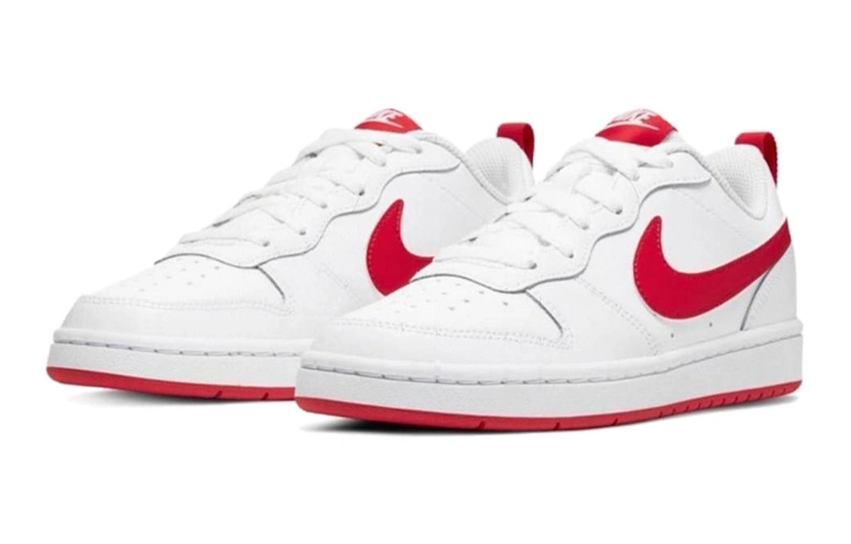 (Youth) Nike Court Borough Low 2 'White University Red' BQ5448-103