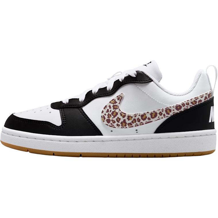 Buy (JR) Nike Court Borough Low Negro Blanco Leopardo Swoosh. IR0566-001