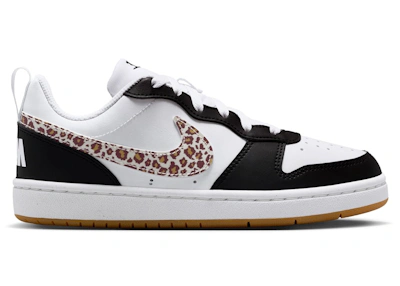 (Youth) Nike Court Borough Low Black White Leopard Swoosh