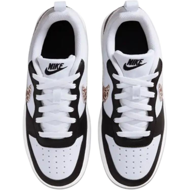Shop (JR) Nike Court Borough Low Negro Blanco Leopardo Swoosh. IR0566-001