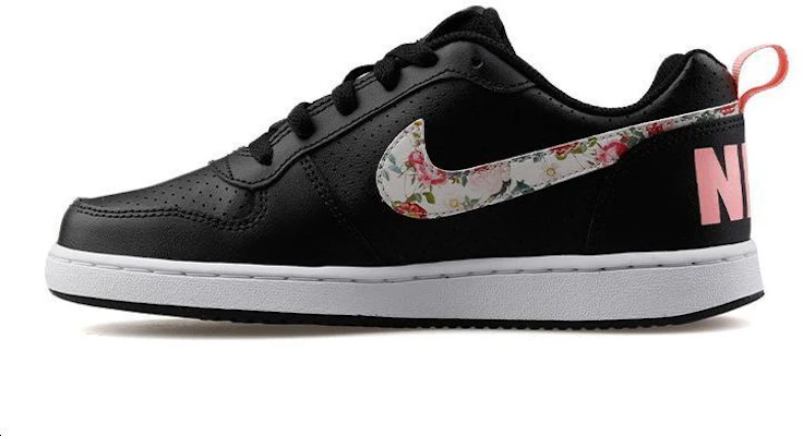 (JR) Nike Court Borough Low VF 'Floral Swoosh - Hitam' BQ7031-001 Buy (JR) Nike Court Borough Low VF 'Floral Swoosh - Hitam' BQ7031-001