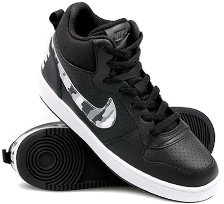 Nike Court Borough Mid 灰迷彩标志 休閒 耐磨防滑 中筒 板鞋 GS 黑白色 Lookbook Nike Court Borough Mid 灰迷彩标志 休閒 耐磨防滑 中筒 板鞋 GS 黑白色