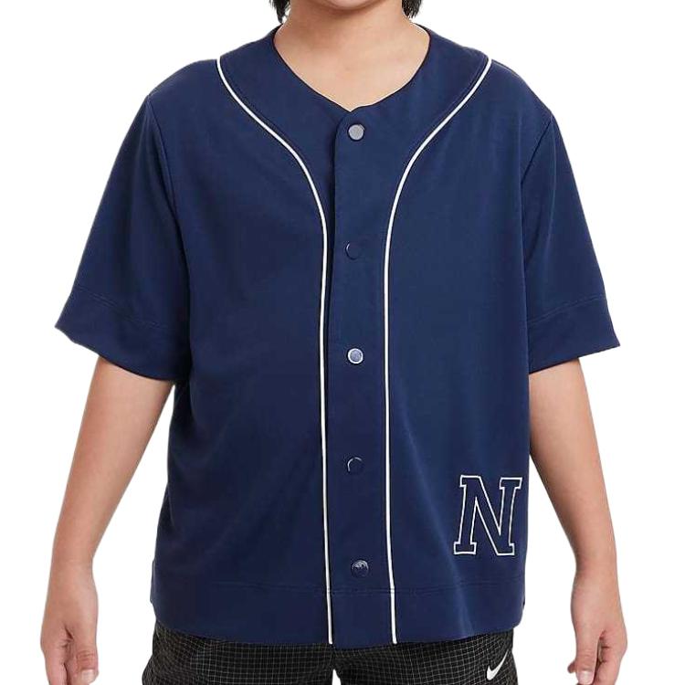 (Youth) Nike Dri-Fit SS24 Baseball Jersey Navy/White Youth Moisture-Wicking Tee FN8295-410