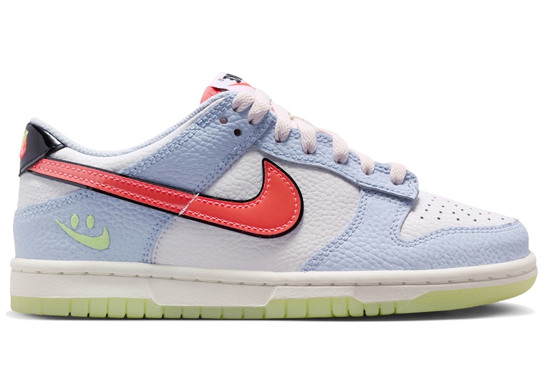 (Youth) Nike Dunk Low 'Smiley Swoosh White - Hydrogen Blue Crimson' IR0614-100