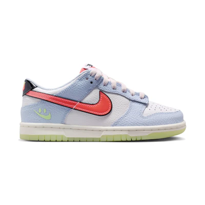 (Youth) Nike Dunk Low 'Smiley Swoosh White - Hydrogen Blue Crimson'
